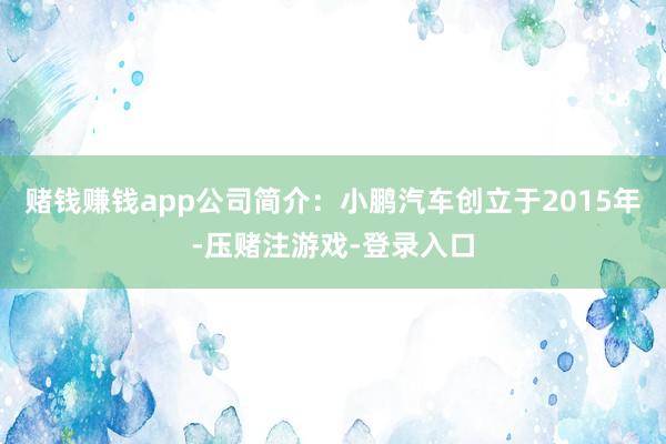 赌钱赚钱app公司简介：小鹏汽车创立于2015年-压赌注游戏-登录入口